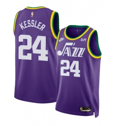 Men Utah Jazz 24 Walker Kessler Purple 2023 Classic Edition Stitched Basketball Jersey