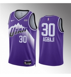 Men Utah Jazz 30 Ochai Agbaji Purple 2023 24 City Edition Stitched Basketball Jersey