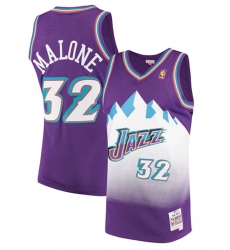 Men Utah Jazz 32 Karl Malone Purple 1996 97 Swingman Stitched Jersey