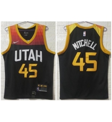Men Utah Jazz 45 Donovan Mitchell Black 2020 21 City Edition Nike Swinman