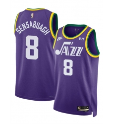 Men Utah Jazz 8 Brice Sensabaugh Purple 2023 Classic Edition Stitched Basketball Jersey