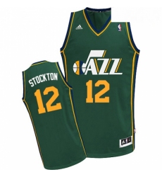 Mens Adidas Utah Jazz 12 John Stockton Swingman Green Alternate NBA Jersey