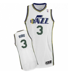 Mens Adidas Utah Jazz 3 Ricky Rubio Authentic White Home NBA Jersey 