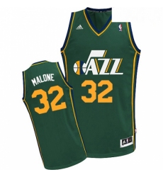 Mens Adidas Utah Jazz 32 Karl Malone Swingman Green Alternate NBA Jersey