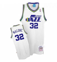 Mens Adidas Utah Jazz 32 Karl Malone Swingman White Throwback NBA Jersey