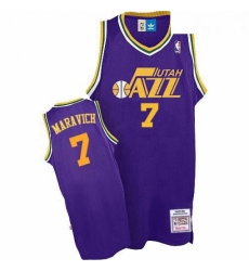Mens Adidas Utah Jazz 7 Pete Maravich Swingman Purple Throwback NBA Jersey