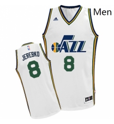 Mens Adidas Utah Jazz 8 Jonas Jerebko Swingman White Home NBA Jersey 