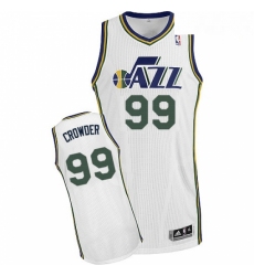 Mens Adidas Utah Jazz 99 Jae Crowder Authentic White Home NBA Jersey 