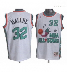Mens Mitchell and Ness Utah Jazz 32 Karl Malone Swingman White 1996 All Star Throwback NBA Jersey
