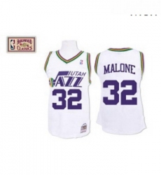 Mens Mitchell and Ness Utah Jazz 32 Karl Malone Swingman White Throwback NBA Jersey
