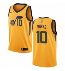 Mens Nike Utah Jazz 10 Alec Burks Authentic Gold NBA Jersey Statement Edition