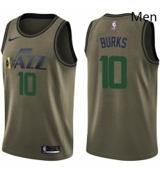 Mens Nike Utah Jazz 10 Alec Burks Swingman Green Salute to Service NBA Jersey