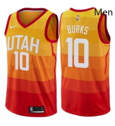 Mens Nike Utah Jazz 10 Alec Burks Swingman Orange NBA Jersey City Edition