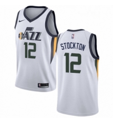 Mens Nike Utah Jazz 12 John Stockton Authentic NBA Jersey Association Edition