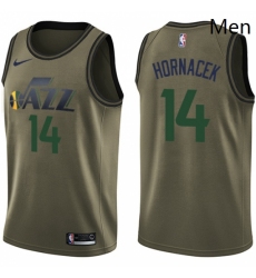 Mens Nike Utah Jazz 14 Jeff Hornacek Swingman Green Salute to Service NBA Jersey