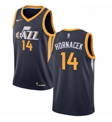 Mens Nike Utah Jazz 14 Jeff Hornacek Swingman Navy Blue Road NBA Jersey Icon Edition