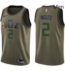 Mens Nike Utah Jazz 2 Joe Ingles Green Salute to Service NBA Swingman Jersey 