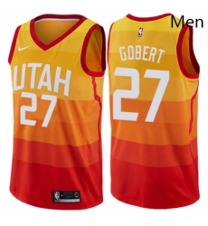 Mens Nike Utah Jazz 27 Rudy Gobert Authentic Orange NBA Jersey City Edition