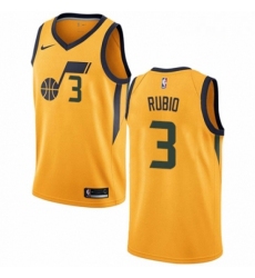 Mens Nike Utah Jazz 3 Ricky Rubio Authentic Gold NBA Jersey Statement Edition 