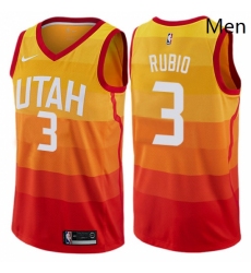 Mens Nike Utah Jazz 3 Ricky Rubio Authentic Orange NBA Jersey City Edition 