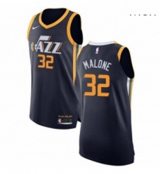 Mens Nike Utah Jazz 32 Karl Malone Authentic Navy Blue Road NBA Jersey Icon Edition