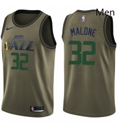 Mens Nike Utah Jazz 32 Karl Malone Swingman Green Salute to Service NBA Jersey