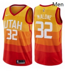 Mens Nike Utah Jazz 32 Karl Malone Swingman Orange NBA Jersey City Edition