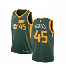 Mens Nike Utah Jazz 45 Donovan Mitchell Green Swingman Jersey Earned Edition 