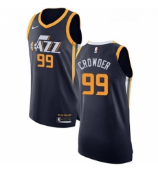 Mens Nike Utah Jazz 99 Jae Crowder Authentic Navy Blue Road NBA Jersey Icon Edition 