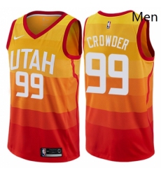 Mens Nike Utah Jazz 99 Jae Crowder Authentic Orange NBA Jersey City Edition 