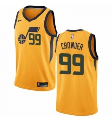 Mens Nike Utah Jazz 99 Jae Crowder Swingman Gold NBA Jersey Statement Edition 