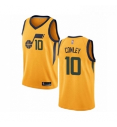 Mens Utah Jazz 10 Mike Conley Authentic Gold Basketball Jersey Statement Edition 