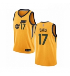 Mens Utah Jazz 17 Ed Davis Authentic Gold Basketball Jersey Statement Edition 