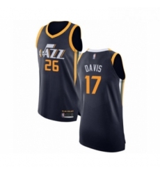 Mens Utah Jazz 17 Ed Davis Authentic Navy Blue Basketball Jersey Icon Edition 