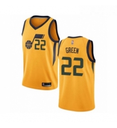 Mens Utah Jazz 22 Jeff Green Authentic Gold Basketball Jersey Statement Edition 