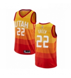 Mens Utah Jazz 22 Jeff Green Authentic Orange Basketball Jersey City Edition 
