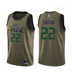 Mens Utah Jazz 22 Jeff Green Swingman Green Salute to Service Basketball Jersey 