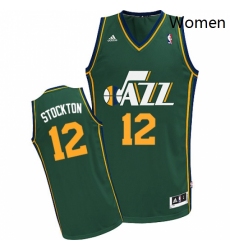 Womens Adidas Utah Jazz 12 John Stockton Swingman Green Alternate NBA Jersey