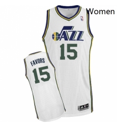 Womens Adidas Utah Jazz 15 Derrick Favors Authentic White Home NBA Jersey