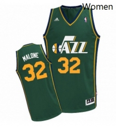 Womens Adidas Utah Jazz 32 Karl Malone Swingman Green Alternate NBA Jersey