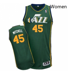 Womens Adidas Utah Jazz 45 Donovan Mitchell Authentic Green Alternate NBA Jersey 