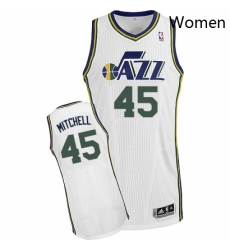 Womens Adidas Utah Jazz 45 Donovan Mitchell Authentic White Home NBA Jersey 