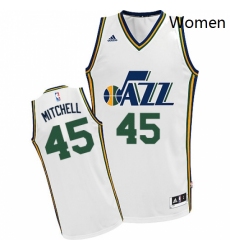 Womens Adidas Utah Jazz 45 Donovan Mitchell Swingman White Home NBA Jersey 