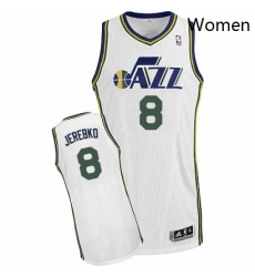 Womens Adidas Utah Jazz 8 Jonas Jerebko Authentic White Home NBA Jersey 