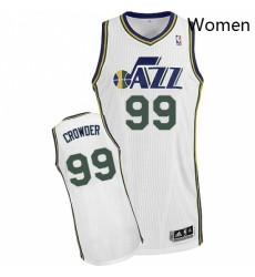 Womens Adidas Utah Jazz 99 Jae Crowder Authentic White Home NBA Jersey 