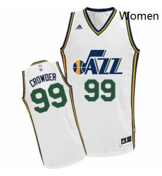 Womens Adidas Utah Jazz 99 Jae Crowder Swingman White Home NBA Jersey 