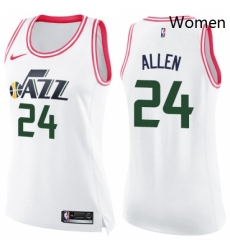 Womens Nike Utah Jazz 24 Grayson Allen Swingman White Pink Fashion NBA Jersey 