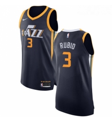 Womens Nike Utah Jazz 3 Ricky Rubio Authentic Navy Blue Road NBA Jersey Icon Edition 