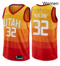 Womens Nike Utah Jazz 32 Karl Malone Swingman Orange NBA Jersey City Edition