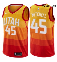 Womens Nike Utah Jazz 45 Donovan Mitchell Swingman Orange NBA Jersey City Edition 